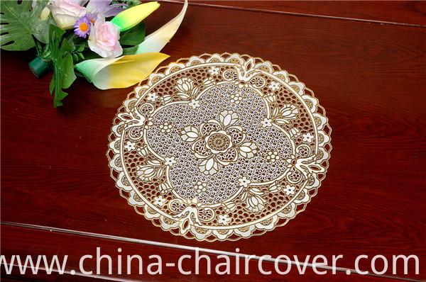 40cm Round Shape Gold PVC Lace Tablemat Waterproof Feature